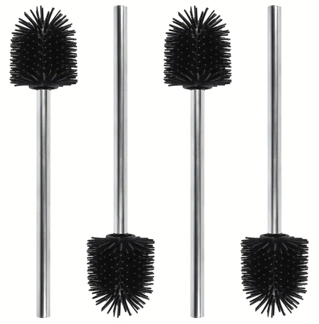 4er Set Toilettenbürste + Stiel Edelstahl Silikon