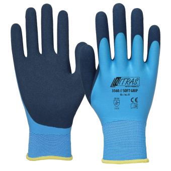 NITRAS SOFT GRIP, Polyesterhandschuhe, hellblau, mit zweifacher Beschichtung 3560