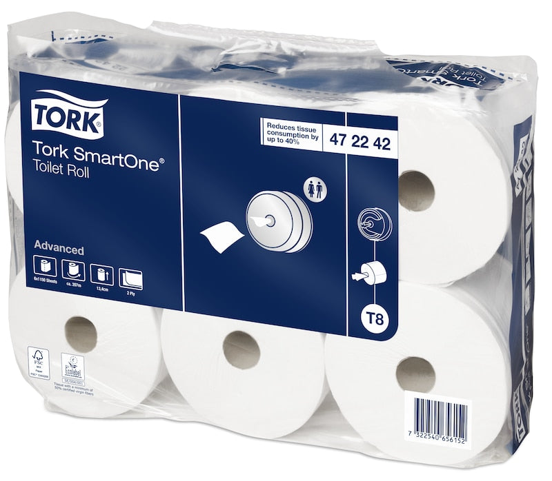 Tork SmartOne® Toilettenpapier Weiß T8 6 Rollen 2-Lagig