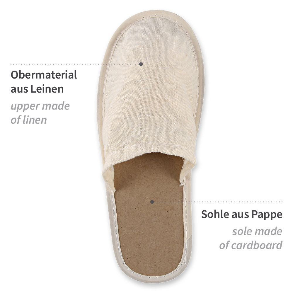 Bio Slipper, geschlossen | Leinen/Baumwolle/Papier Länge: 28,5cm | Breite: 11cm