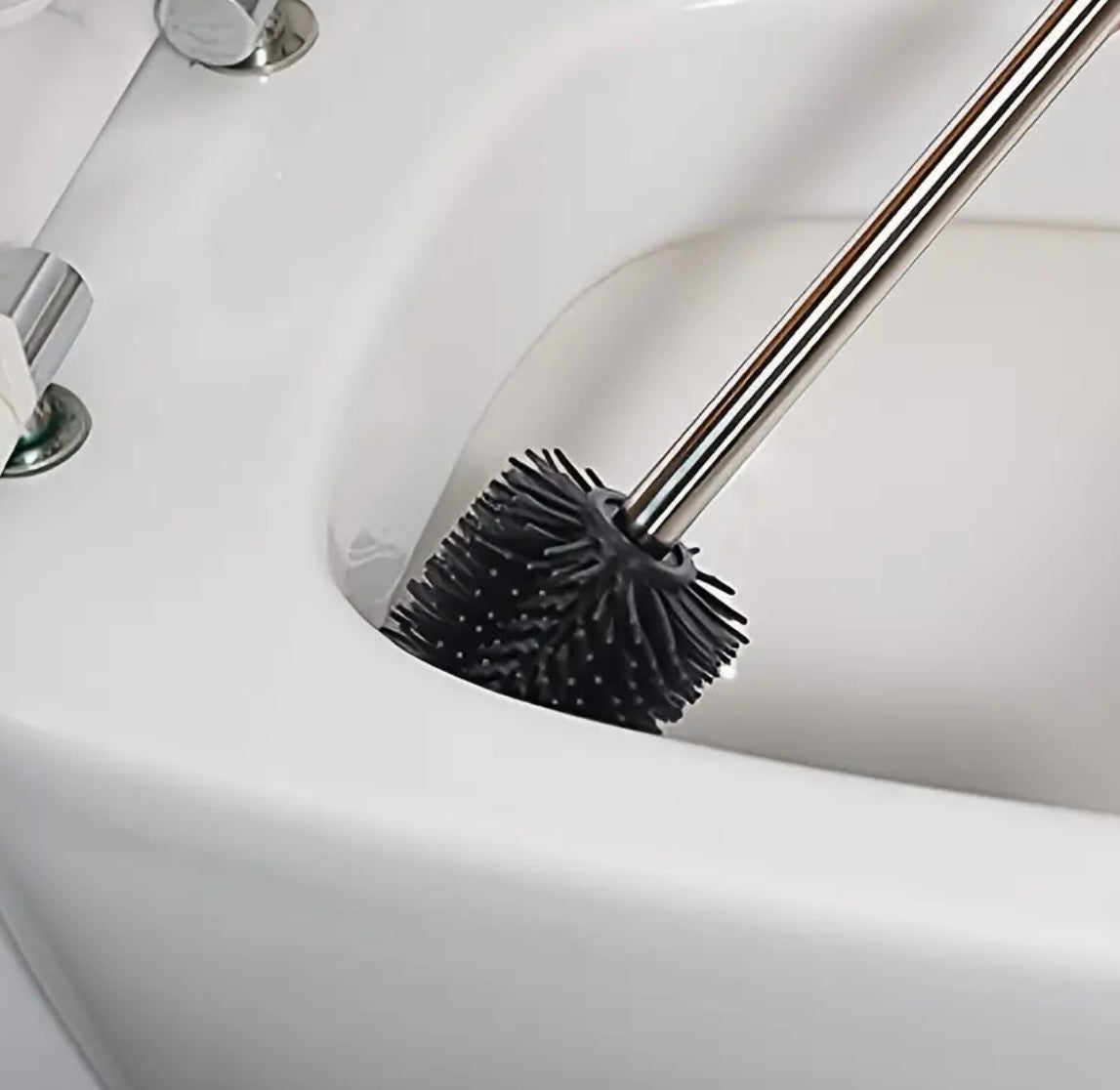 4er Set Toilettenbürste + Stiel Edelstahl Silikon