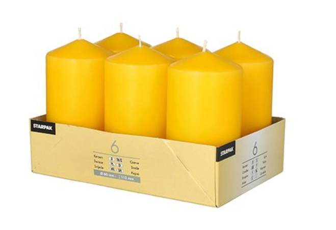 6x Stumpenkerzen Blockkerzen Ø 60 x 115 mm Kerzen Weihnachten Qualität ver.Farbe