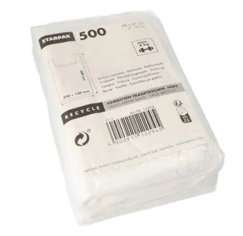 Hemdchen-Tragetaschen, HDPE 48x27x12cm weiss Papstar 500 stk.