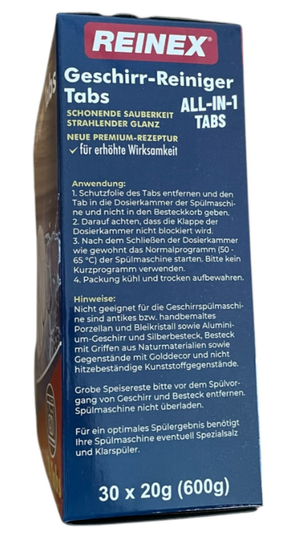 REINEX Geschirr Reiniger Tabs All-in-1 30 Stück a 20g