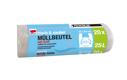 Müllbeutel, 25 l, transparent, 53x54 20Stk mit Tragegriff