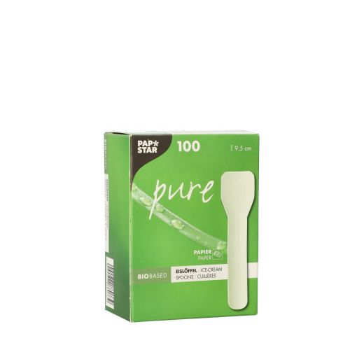 Eislöffel aus Papier "pure" 9,5 cm weiss aus FSC® zertifiziertem Papier 100stk