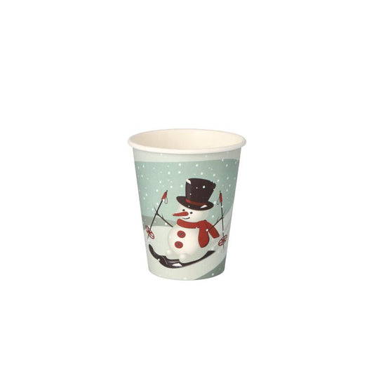 Becher | Glühwein |Pappbecher "To Go", 0,2 l Ø 8 cm · 9,2 cm "Snowman" 50 Stk.