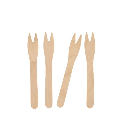 Snack-Gabeln aus Holz "pure" 12,1 cm 500stk