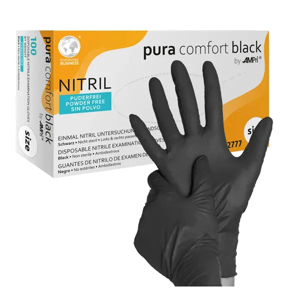 Einmalhandschuhe Nitril Pura comfort schwarz puderfrei 100 Stück