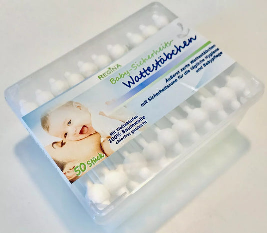 BABY SICHERHEITS WATTESTÄBCHEN Regina 50 STÜCK OHRENSTÄBCHEN