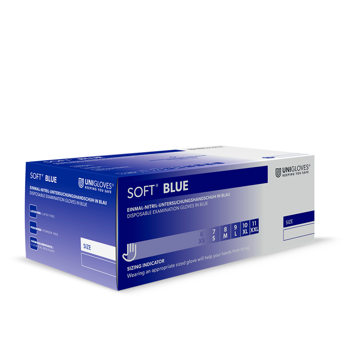 Unigloves SOFT® BLUE Einmalhandschuh Nitril S-XXL Puderfrei Blau Handschuhe 200Stk.