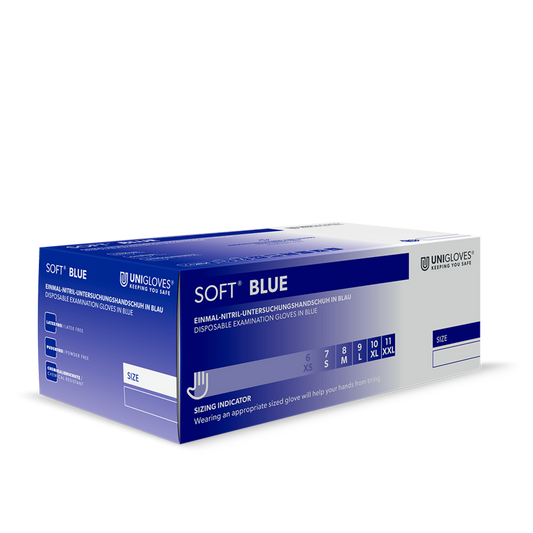Unigloves SOFT® BLUE Einmalhandschuh Nitril S-XXL Puderfrei Blau Handschuhe 200Stk.