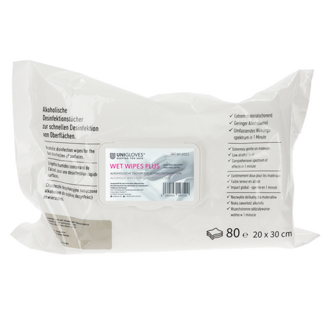 UNIGLOVES WET WIPES PLUS 80 Blatt 25x25cm Flächendesinfektion
