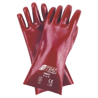 NITRAS PVC-Handschuhe, Baumwoll-Trikot, naturfarben, PVC, rot 160227