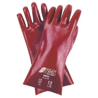 NITRAS PVC-Handschuhe, Baumwoll-Trikot, naturfarben, PVC, rot 160235