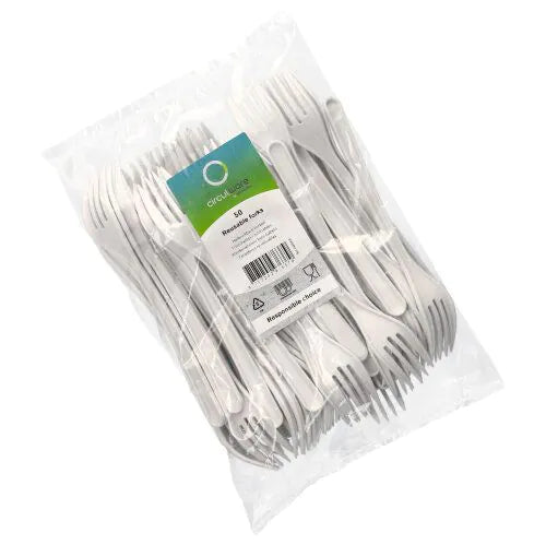 Gabeln (Mehrweg), Bio-PP, 18,5 cm, weiß, extra stabil 50Stk