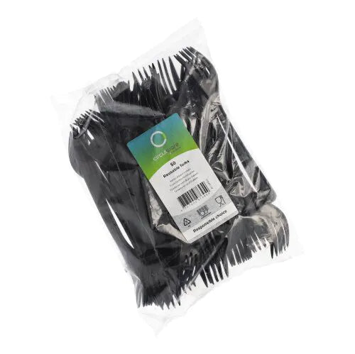 Gabeln (Mehrweg), Bio-PP, 18,5 cm, schwarz, extra stabil 50Stk