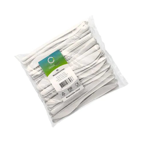 Messer (Mehrweg), Bio-PP, 18,5 cm, weiss, extra stabil 50Stk