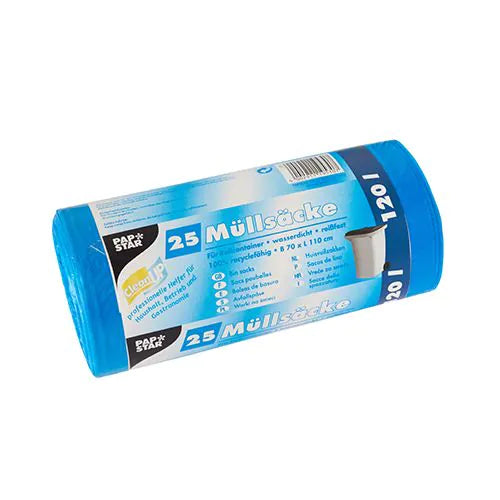 Müllsäcke, 120 l, blau, 110 x 70 cm 25Stk