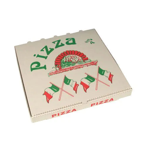 Pizzakartons, Cellulose eckig 33 x 33 x 4 cm "Italienische Flagge" 50Stk