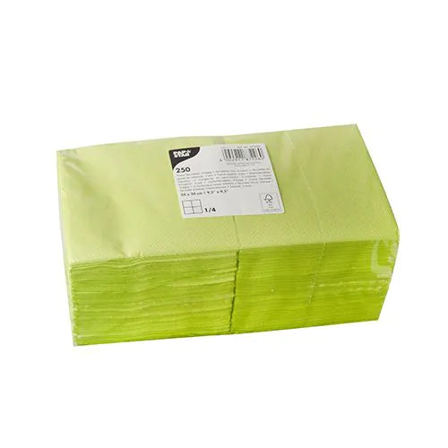 Servietten, limonengrün 3-lagig 1/4-Falz 24 x 24 cm 250Stk