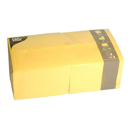 Servietten, gelb 3-lagig 1/8-Falz 33 x 33 cm Gelb 250stk