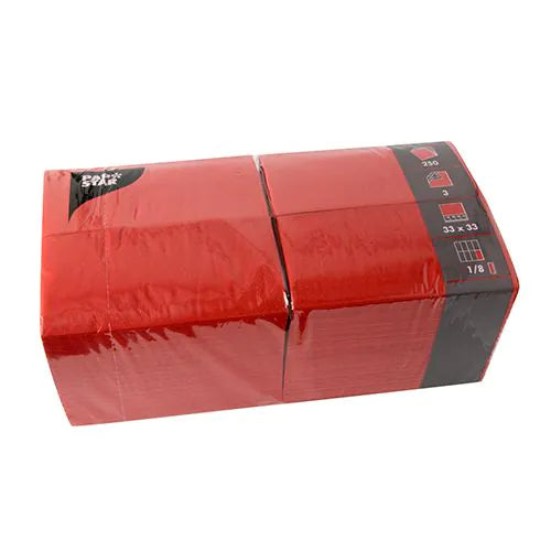 Servietten, rot 3-lagig 1/8-Falz 33 x 33 cm 250Stk