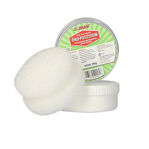 "Starglanz" Öko-Putzstein, weiss 300 gr., inkl. Putzschwamm Edelstahlreiniger