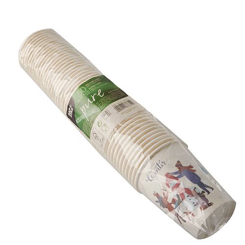 Pappbecher "pure" 0,2 l "Hello Winter" Glühweinbecher 50er Stange Thermobecher
