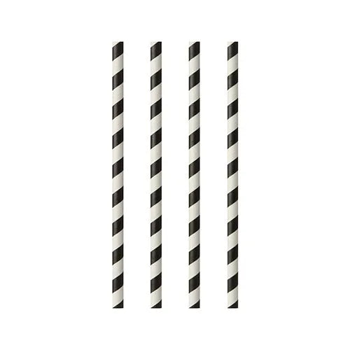 Papierstrohhalme "pure" Ø 6 mm · 24 cm schwarz/weiss "Stripes" 100Stk
