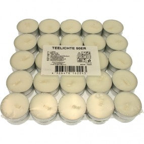 50er TEELICHTER 4H BRENNDAUER Teelicht WEISS in Alu Hülse Kerze Teelichter