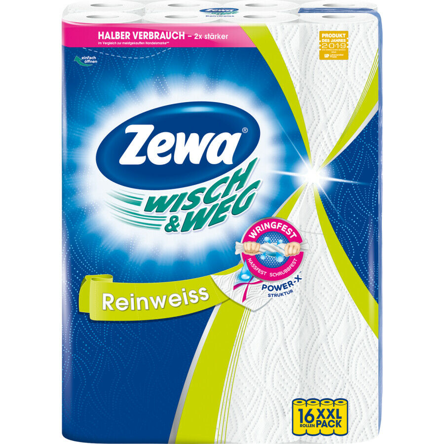 Zewa Küchenrolle Küchentücher Wisch&Weg 16 Rollen, Reinweiß XL