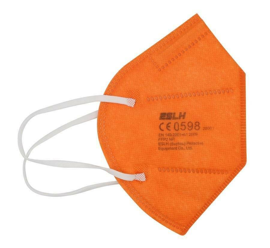 20x Stück FFP2-Maske bunt farbig rot gelb orange CE0598 4-Lagen Mundschutz