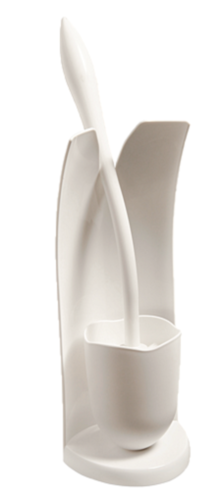 WC-Garnitur Ständer Schild weiß  Kunststoff mit Bürste 115x430mm Klobürste Bürstenkopf Weiß Ersatz Toilettenbürste