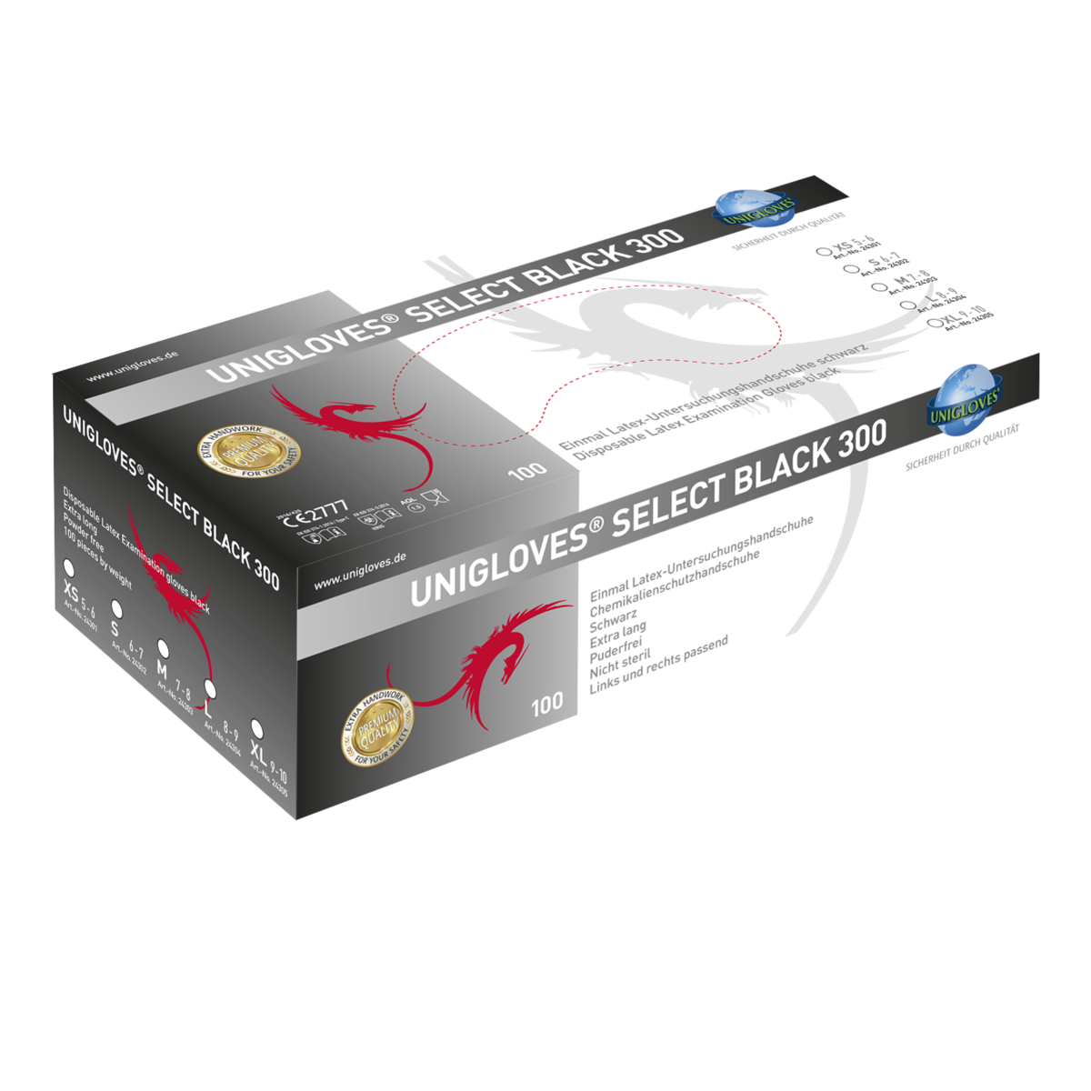 Latexhandschuh Schwarz Select Black 300 100Stk Handschuh Unigloves