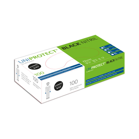 Einmalhandschuhe Uniprotect Nitril Black S-XL Puderfrei Schwarz Einweg 100 Stk. Unigloves