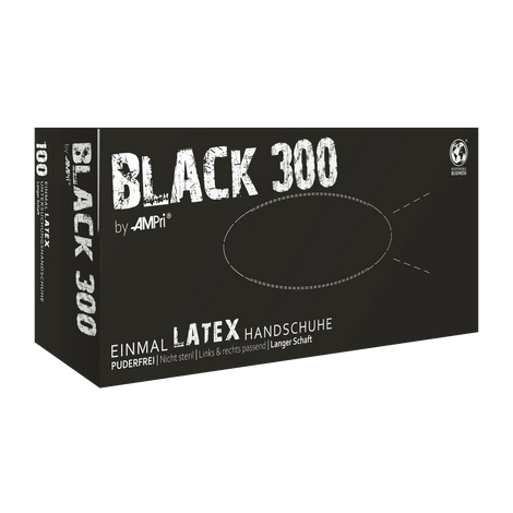 Latexhandschuhe mit Überlänge schwarz, puderfrei, Black 300 Latex