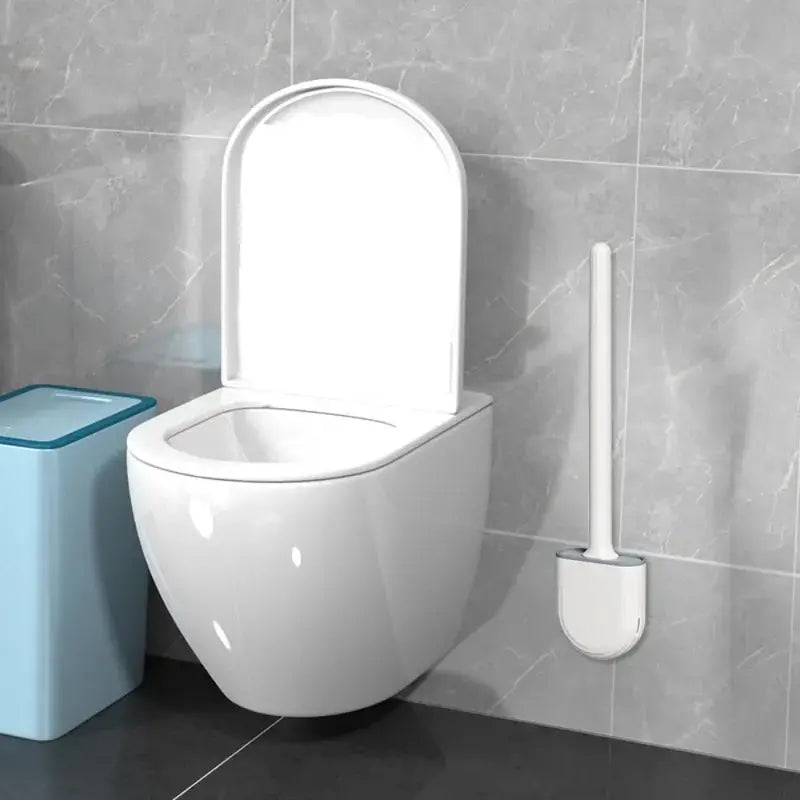Silikon-Toilettenbürste Und Halter, Wandmontierte Toilettenbürste Weiß