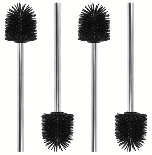 4er Set Toilettenbürste + Stiel Edelstahl Silikon