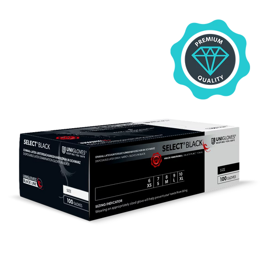 Latexhandschuh Schwarz Einmalhandschuh Select Black 100Stk Handschuh Unigloves