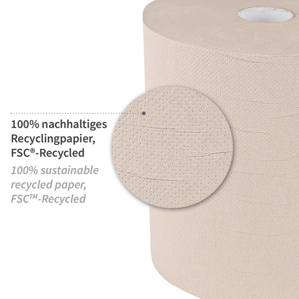 Bio Papierhandtuchrollen, 3-lagig | Recyclingpapier, Außenabwicklung, FSC®-Recycled  110m Tork H1 geeignet