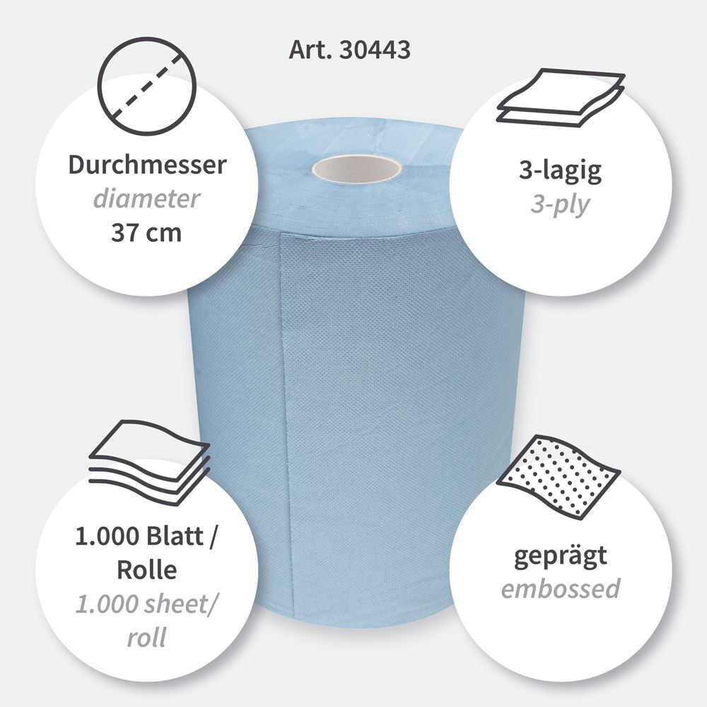 Putzpapiere, 3-lagig | Recyclingpapier  Blau 100 % Recyclingpapier