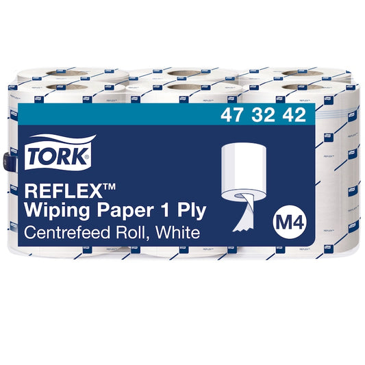 Tork Reflex™ Mehrzweck-Papierwischtücher Weiß M4 473242 6 Rollen 1-Lagig