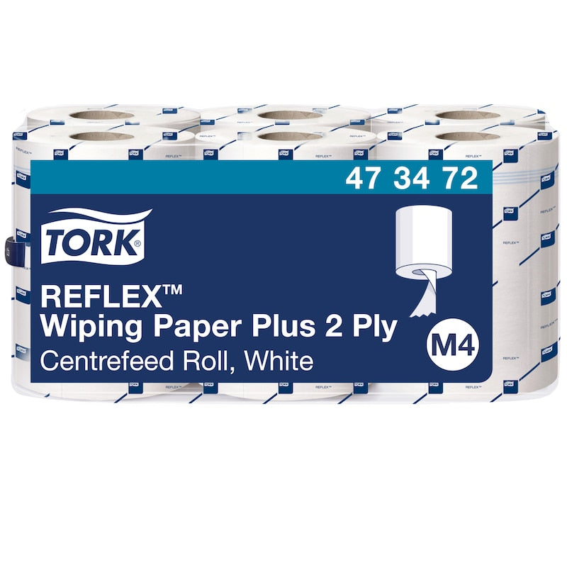 Tork Reflex™ Starke Mehrzweck-Papierwischtücher Weiß M4 473472 6 Rollen 2-Lagig