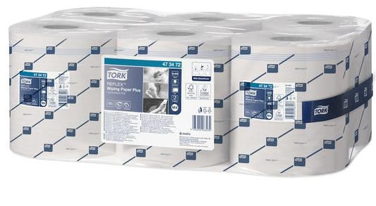 Tork Reflex™ Starke Mehrzweck-Papierwischtücher Weiß M4 473472 6 Rollen 2-Lagig
