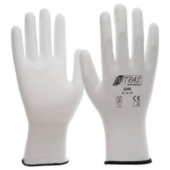 NITRAS Nylonhandschuhe, weiß, PU-Beschichtung 6200
