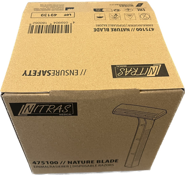 NITRAS NATURE BLADE Weizenstroh-Materialmix 100 Stück , einschneidig, Metallklinge Einwegrasierer Einmalrasierer