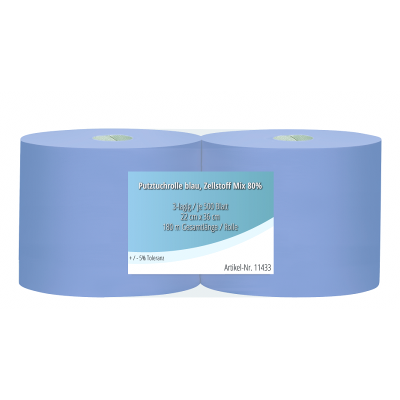 Putzrolle 3-lagig Blau 38×22 cm | 2×500 Blatt