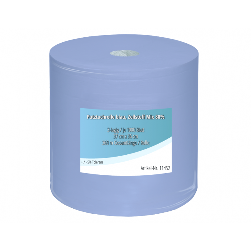 Putzrolle 3lg blau 37x36cm  1000 Tücher pro Rolle, 11452