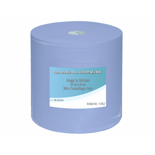 Putzrolle 3lg blau 37x36cm  1000 Tücher pro Rolle, 11452